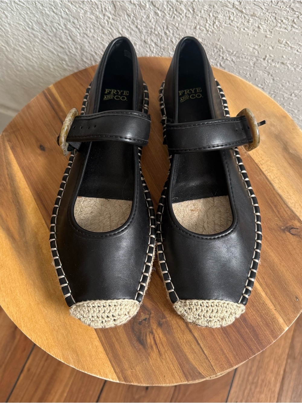 Frye & Co. Jatani Black & Jute Mary Jane Flats sz: 8